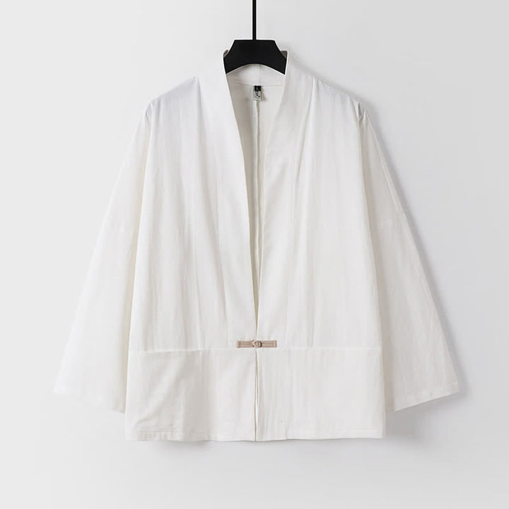 Buddha Stones 2-teiliges Set: Feste Ramie-Kimono-Hosen mit V-Ausschnitt, Kordelzug und Taschen, ideal für Herren, auch als Meditationskleidung geeignet - image 11