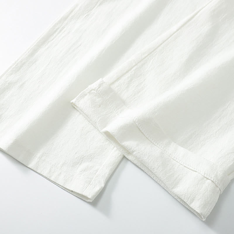 Buddha Stones 2-teiliges Set: Feste Ramie-Kimono-Hosen mit V-Ausschnitt, Kordelzug und Taschen, ideal für Herren, auch als Meditationskleidung geeignet - image 18