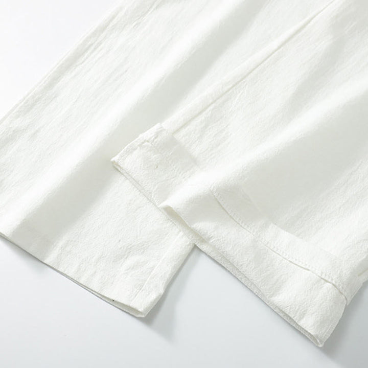 Buddha Stones 2-teiliges Set: Feste Ramie-Kimono-Hosen mit V-Ausschnitt, Kordelzug und Taschen, ideal für Herren, auch als Meditationskleidung geeignet - image 18