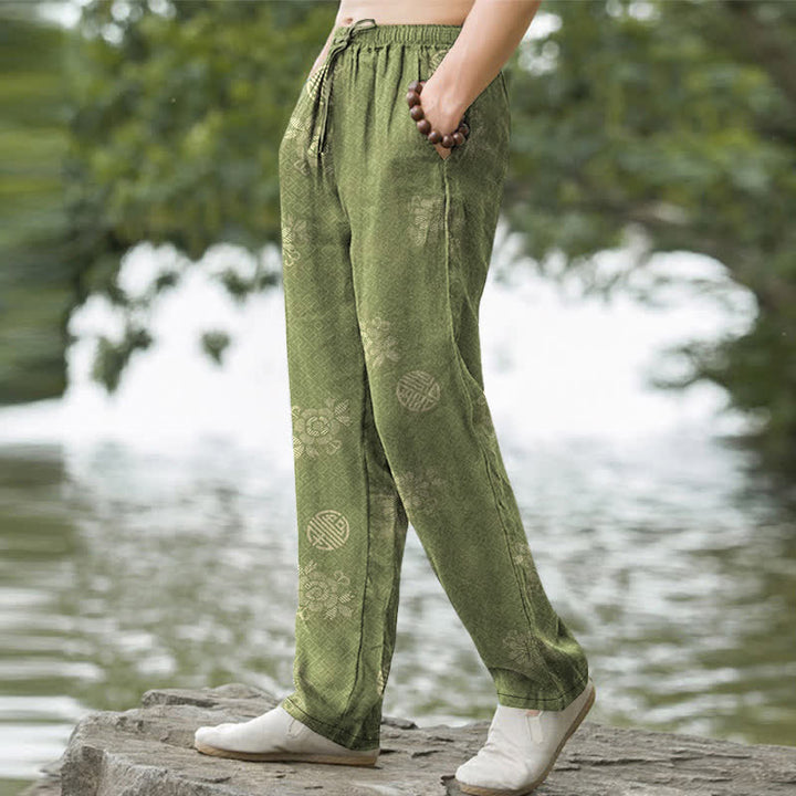 Buddha Stones Herrenhose aus Baumwolle mit geometrischem Ethno-Muster, schmal zulaufend und mit Taschen - image 7