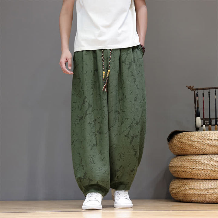 Buddha Stones Lässige, minimalistische Haremshose für Herren mit Kordelzug, abstraktem Muster und Tasche - image 6