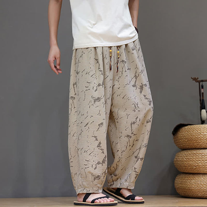 Buddha Stones Lässige, minimalistische Haremshose für Herren mit Kordelzug, abstraktem Muster und Tasche - image 22