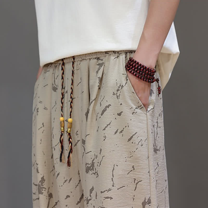 Buddha Stones Lässige, minimalistische Haremshose für Herren mit Kordelzug, abstraktem Muster und Tasche - image 25