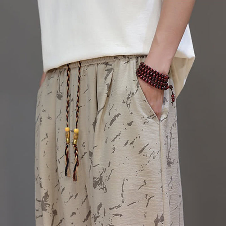 Buddha Stones Lässige, minimalistische Haremshose für Herren mit Kordelzug, abstraktem Muster und Tasche - image 25