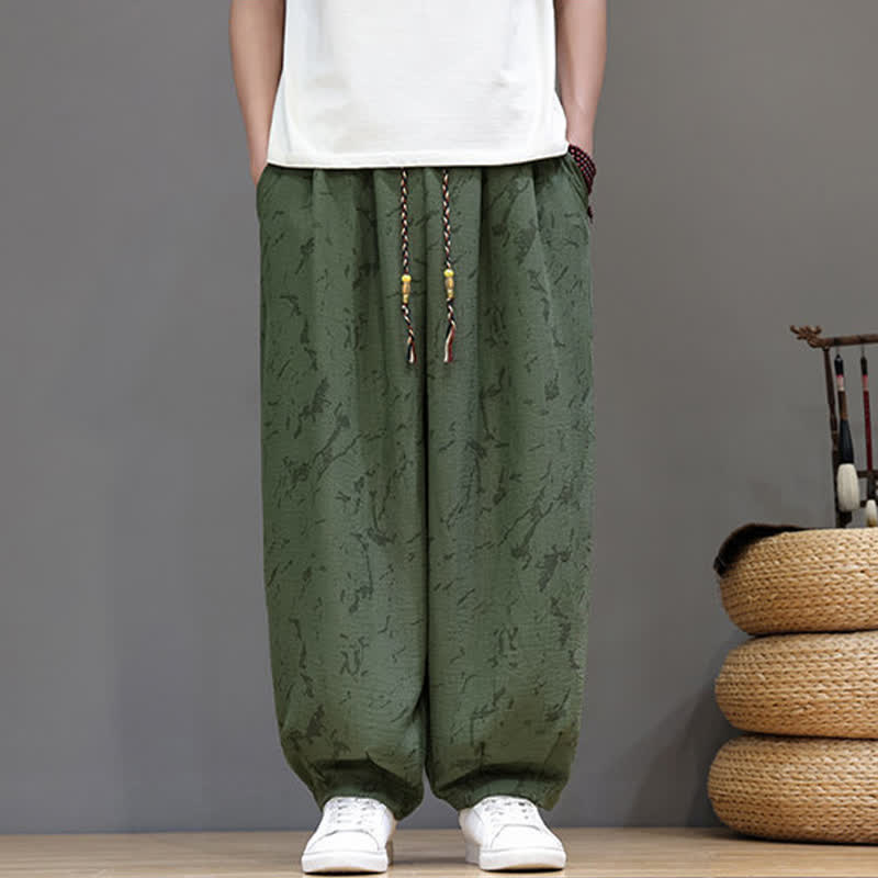 Buddha Stones Lässige, minimalistische Haremshose für Herren mit Kordelzug, abstraktem Muster und Tasche - image 7