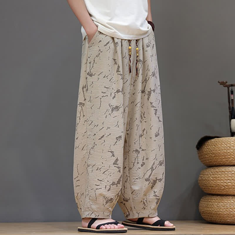 Buddha Stones Lässige, minimalistische Haremshose für Herren mit Kordelzug, abstraktem Muster und Tasche - image 17