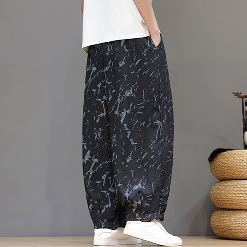 Buddha Stones Lässige, minimalistische Haremshose für Herren mit Kordelzug, abstraktem Muster und Tasche - image 12