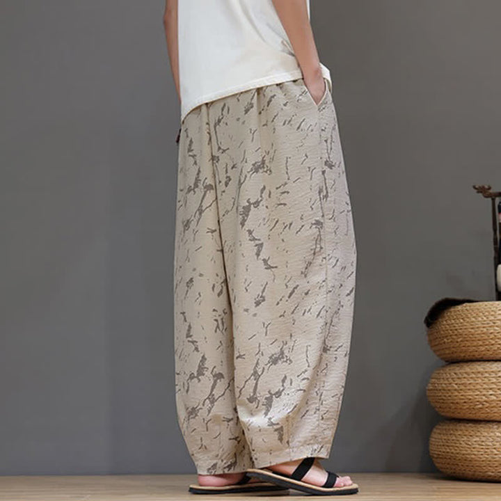 Buddha Stones Lässige, minimalistische Haremshose für Herren mit Kordelzug, abstraktem Muster und Tasche - image 19