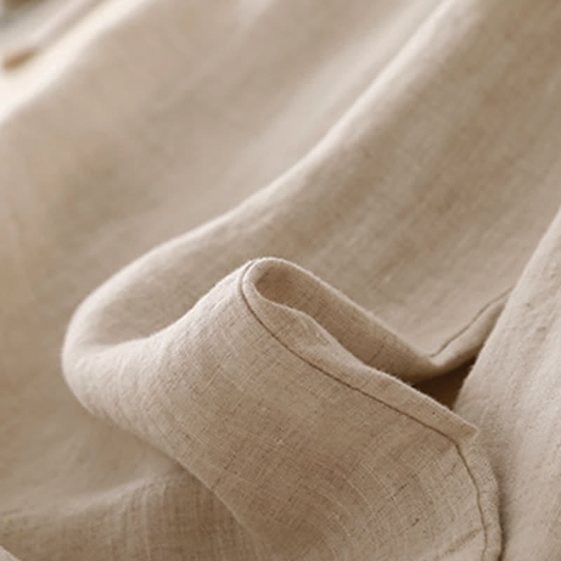 Buddha Stones Lässige, minimalistische Sommerhose mit Kordelzug, einfarbigem Blumenmuster am Saum, geradem Bein und Tasche - image 19