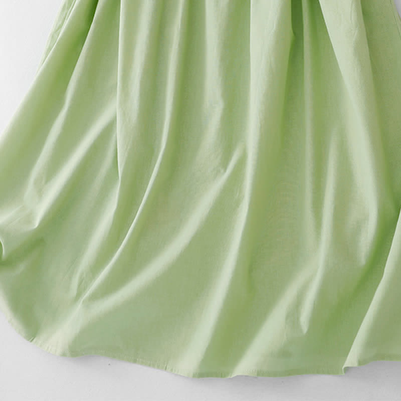 Buddha Stones Lässiges, minimalistisches, ärmelloses Sommerkleid für Damen mit Knopfleiste, Schnürung und Tasche - image 5