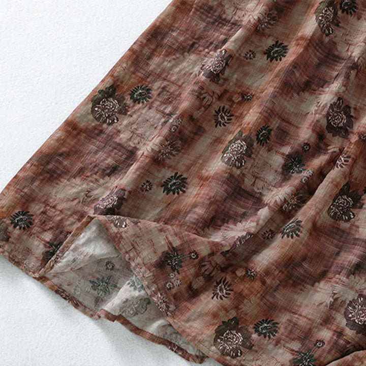Buddha Stones Sommerliches Vintage-Kleid mit Blumenmuster, Kordelzug, V-Ausschnitt, kurzen Ärmeln und Tasche für Damen, Damen, Kurzarm, mit Tasche - image 16
