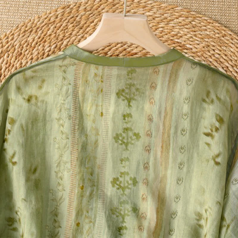 Buddha Stones Lässiges, sommerliches Vintage-Damenhemd mit Knopfleiste, Blumenmuster, langen Ärmeln und Tasche - image 9