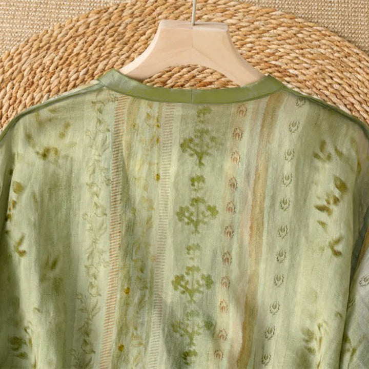 Buddha Stones Lässiges, sommerliches Vintage-Damenhemd mit Knopfleiste, Blumenmuster, langen Ärmeln und Tasche - image 9