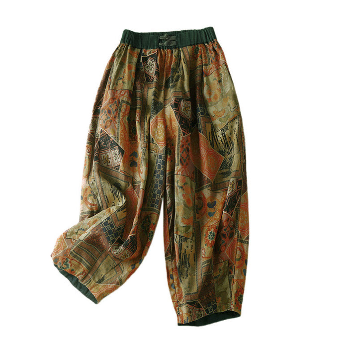 Buddha Stones Retro Casual Chinesische Haremshose für Damen mit Froschknopf-Design und Taschen - image 19