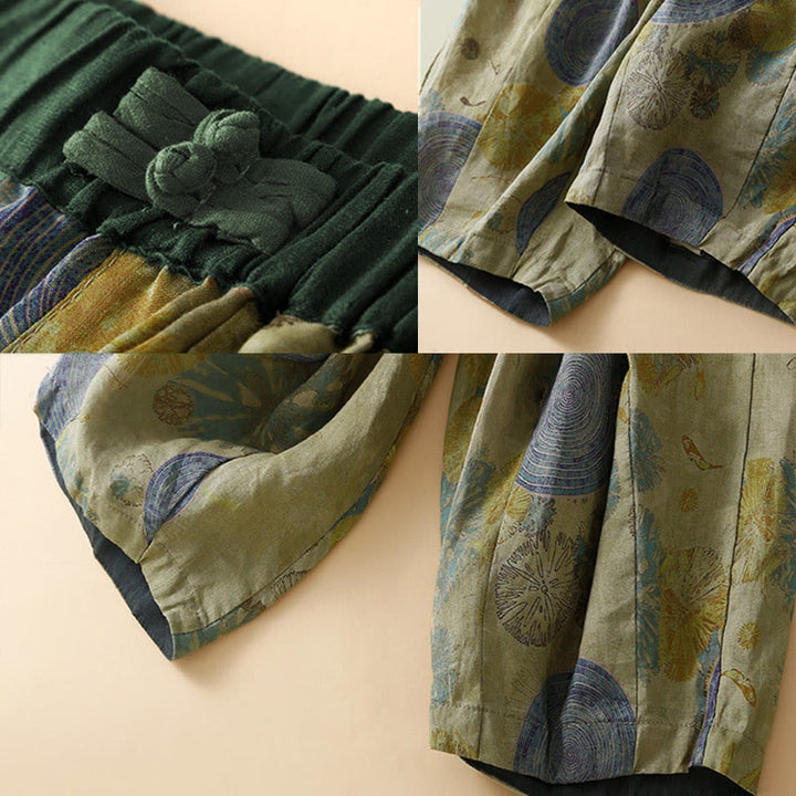 Buddha Stones Retro Casual Chinesische Haremshose für Damen mit Froschknopf-Design und Taschen - image 7