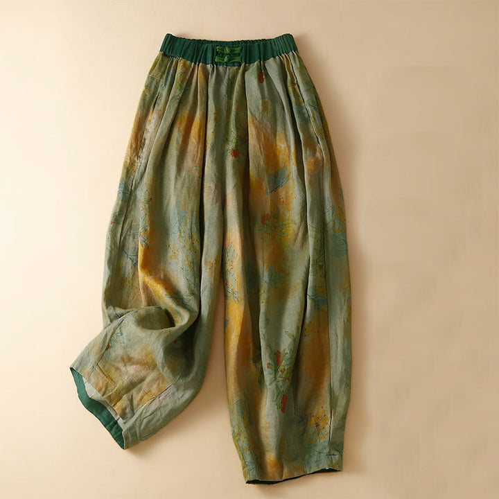 Buddha Stones Retro Casual Chinesische Haremshose für Damen mit Froschknopf-Design und Taschen - Goldrute - US8-10, UK/AU12-14, EU40-42 (2XL) - image 0