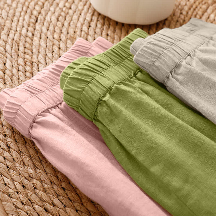 Buddha Stones Sommerliche, lässige, minimalistische, geometrische Hose mit hohlem Saum und weitem Bein für Damen mit Taschen - image 47