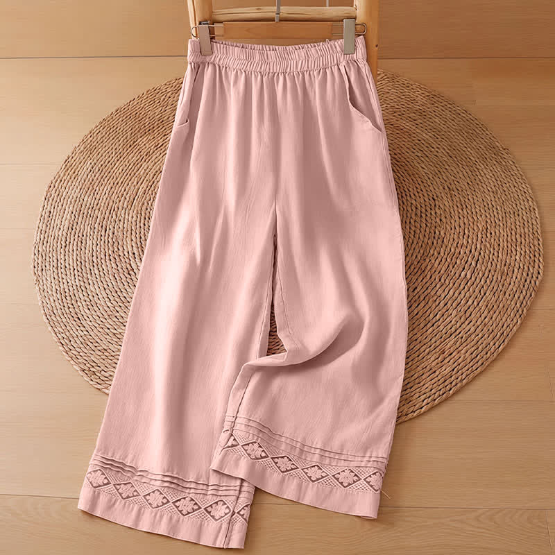 Buddha Stones Lässiges, ärmelloses Vintage-Tanktop mit geometrischem Muster, hohlem Saum, Knöpfen am Rücken und aufgesetzter Tasche für Damen. - Hellrosa Hose - US8-10, UK/AU12-14, EU40-42 (2XL) - image 7
