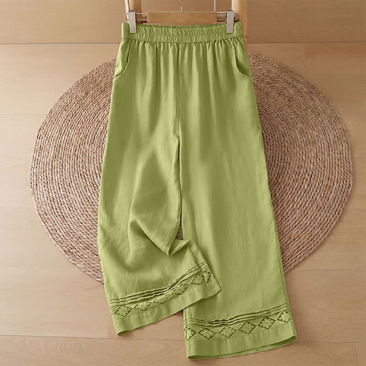 Buddha Stones Lässiges, ärmelloses Vintage-Tanktop mit geometrischem Muster, hohlem Saum, Knöpfen am Rücken und aufgesetzter Tasche für Damen. - Gelbgrüne Hose - US8-10, UK/AU12-14, EU40-42 (2XL) - image 22