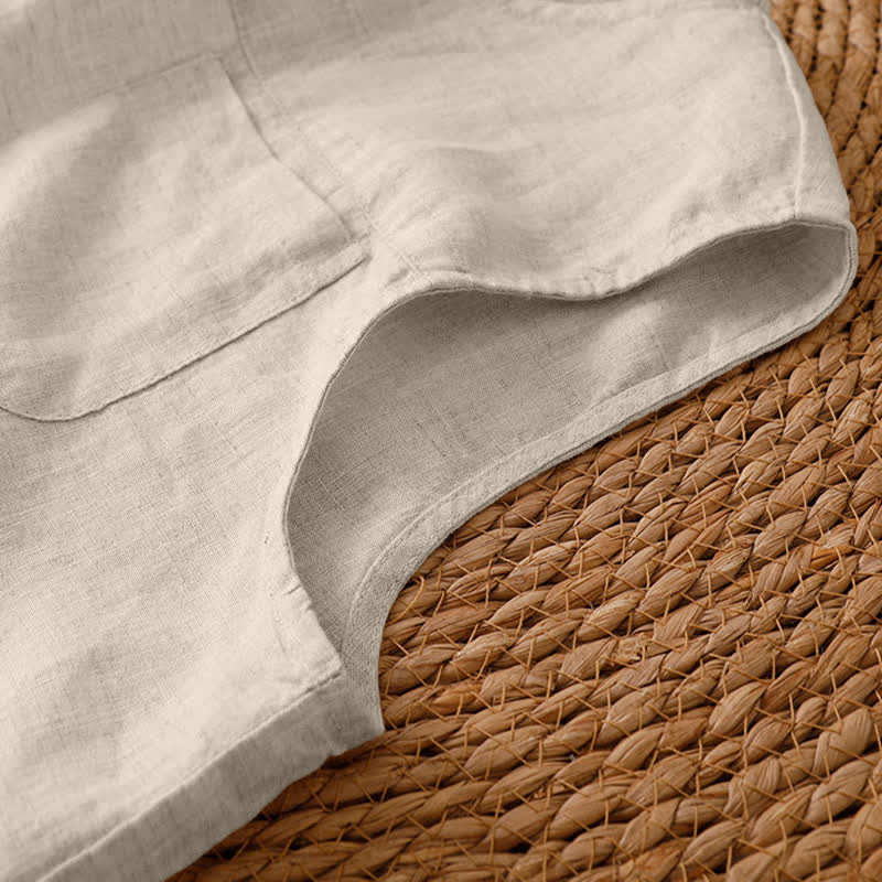 Buddha Stones Sommerliche, lässige, minimalistische, geometrische Hose mit hohlem Saum und weitem Bein für Damen mit Taschen - image 41