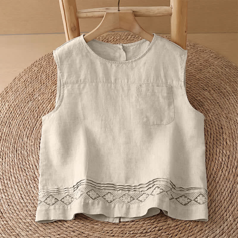 Buddha Stones Sommerliche, lässige, minimalistische, geometrische Hose mit hohlem Saum und weitem Bein für Damen mit Taschen - Leinenhemd - US8-10, UK/AU12-14, EU40-42 (2XL) - image 39