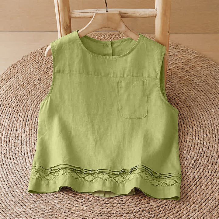 Buddha Stones Sommerliche, lässige, minimalistische, geometrische Hose mit hohlem Saum und weitem Bein für Damen mit Taschen - Gelbgrünes Hemd - US8-10, UK/AU12-14, EU40-42 (2XL) - image 8