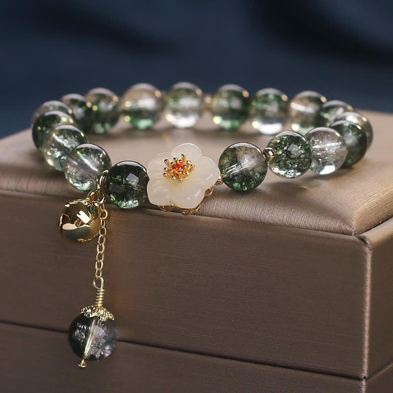 Buddha Stones Armband mit Anhänger aus grüner Phantom-Weißjadeblume - image 4