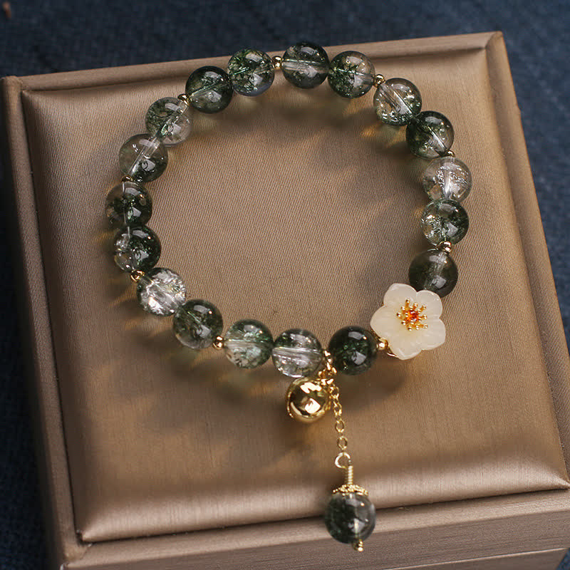Buddha Stones Armband mit Anhänger aus grüner Phantom-Weißjadeblume - image 1
