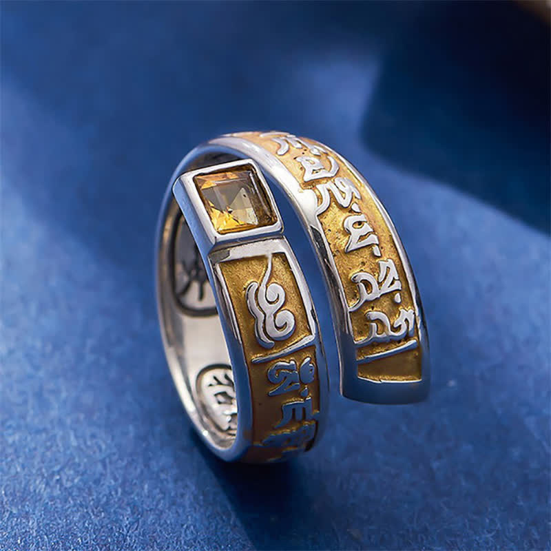 Buddha Stones Kupferring Om Mani Padme Hum Erdungsweisheit Tibetischer verstellbarer Ring - image 1