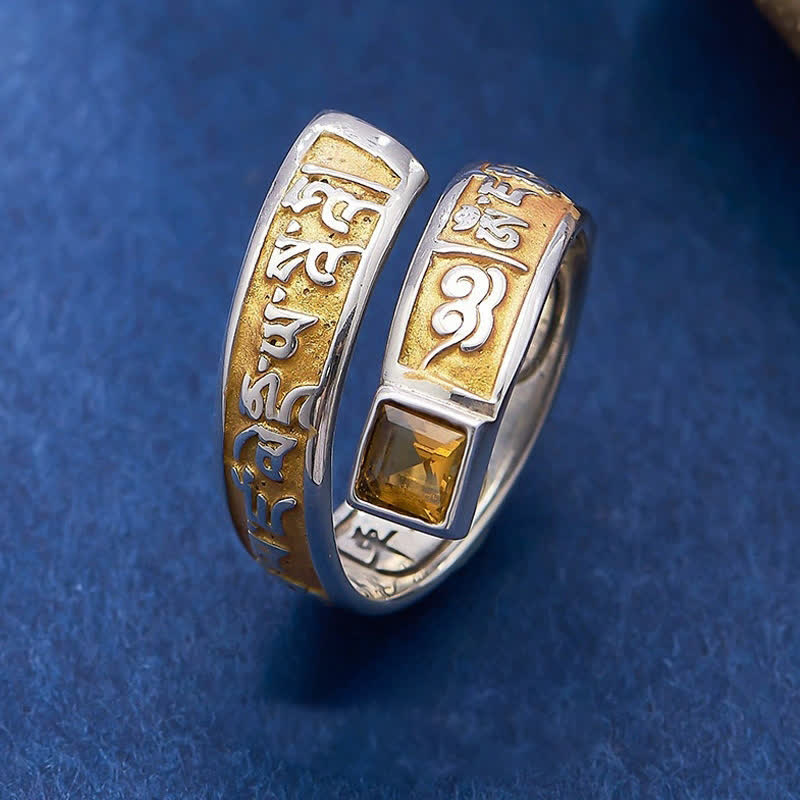 Buddha Stones Kupferring Om Mani Padme Hum Erdungsweisheit Tibetischer verstellbarer Ring - Kupfer - Ca. 17,6 mm / US 7 (verstellbar) - image 0