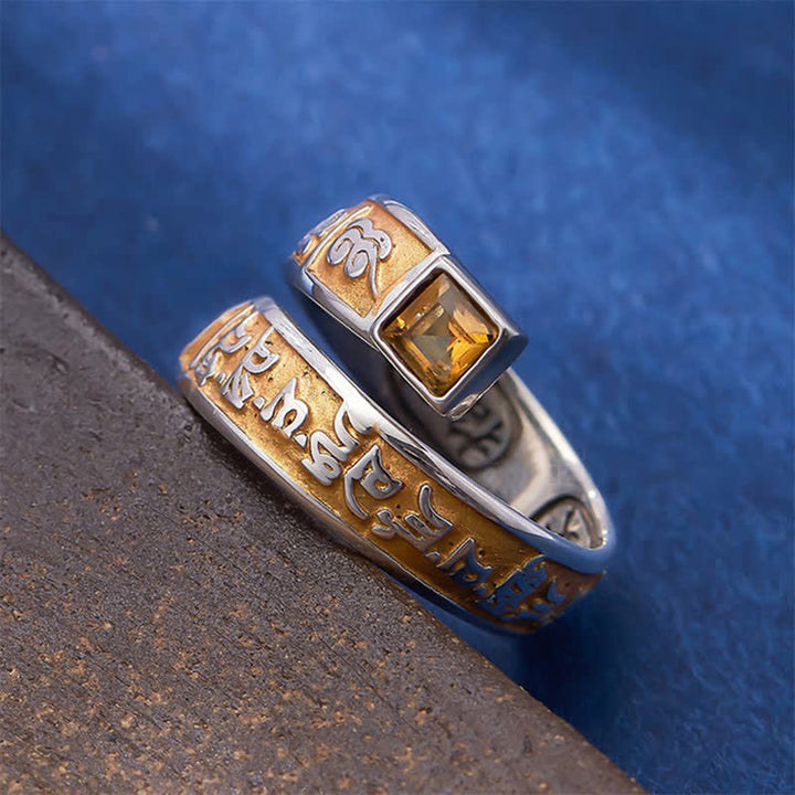 Buddha Stones Kupferring Om Mani Padme Hum Erdungsweisheit Tibetischer verstellbarer Ring - image 2