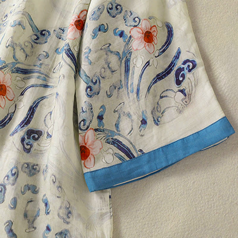 Buddha Stones Sommerliche Langarmshirts im Vintage-Stil mit Froschknopfmuster für Damen, Tang Style - image 6