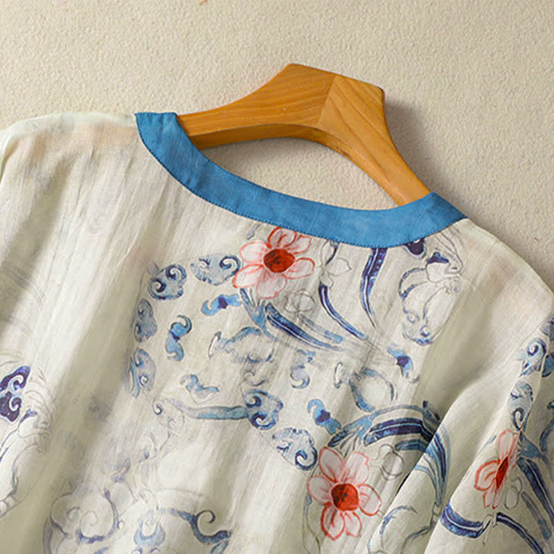 Buddha Stones Sommerliche Langarmshirts im Vintage-Stil mit Froschknopfmuster für Damen, Tang Style - image 4