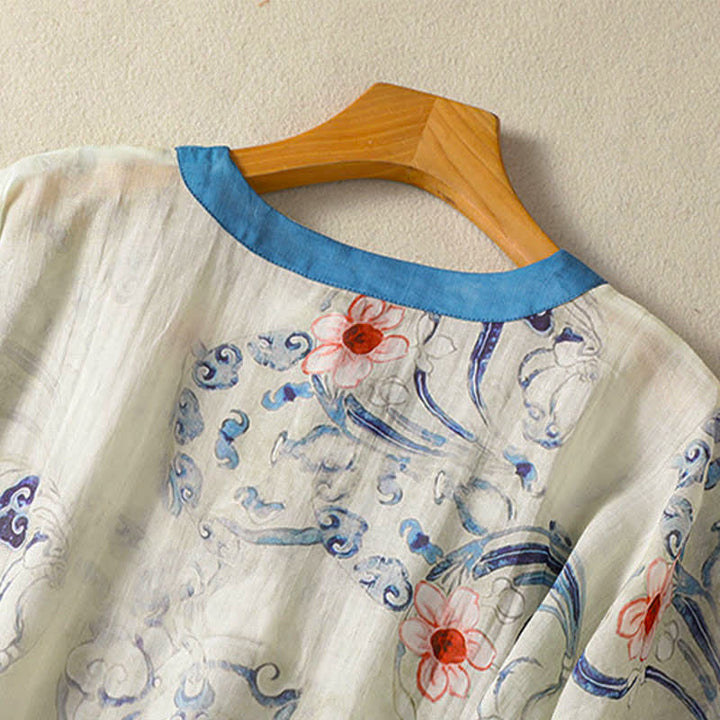 Buddha Stones Sommerliche Langarmshirts im Vintage-Stil mit Froschknopfmuster für Damen, Tang Style - image 4