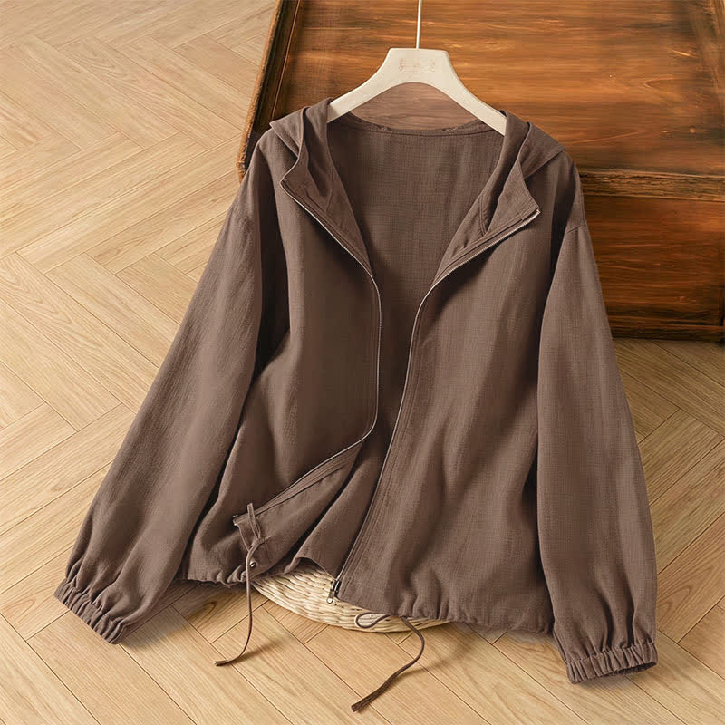Buddha Stones Lässige, minimalistische Sommerjacke für Damen mit Kordelzug und Tasche - Sienna - US14, UK/AU18, EU46 (4XL) - image 0