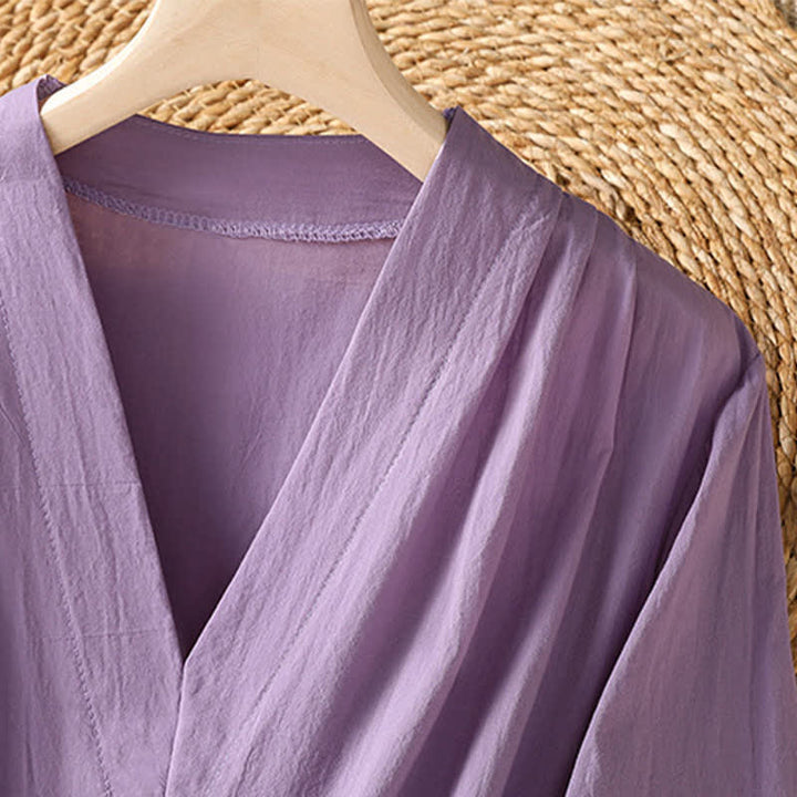 Buddha Stones Sommerliches, lässig-elegantes Kurzarmkleid mit Kordelzug, Blumenmuster und Tasche für Damen, Damen, Kurzarm, mit Tasche - image 5