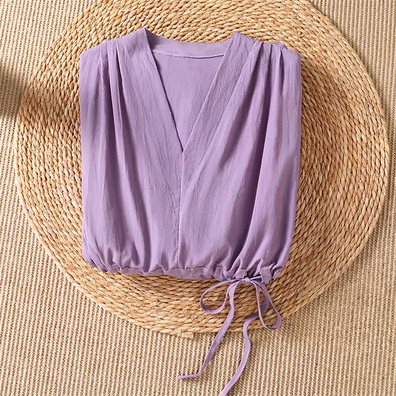 Buddha Stones Sommerliches, lässig-elegantes Kurzarmkleid mit Kordelzug, Blumenmuster und Tasche für Damen, Damen, Kurzarm, mit Tasche - image 2