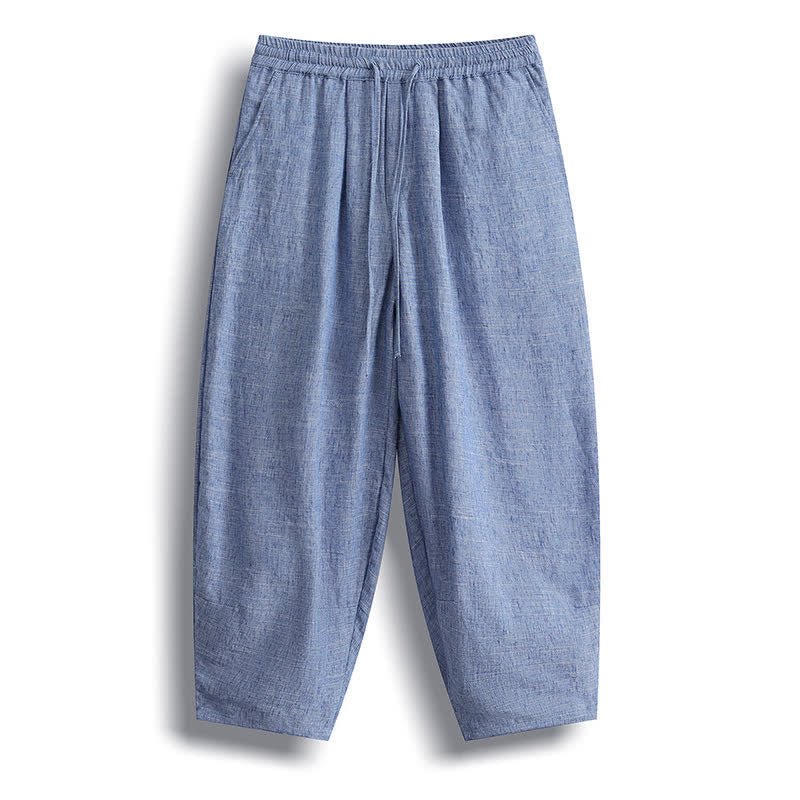 Buddha Stones Lässige, minimalistische Herren-Haremshose mit Kordelzug und Tasche - Hellstahlblau - US/UK/AU46, EU56 (5XL) - image 1