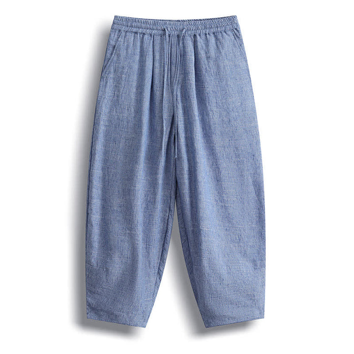 Buddha Stones Lässige, minimalistische Herren-Haremshose mit Kordelzug und Tasche - Hellstahlblau - US/UK/AU46, EU56 (5XL) - image 1