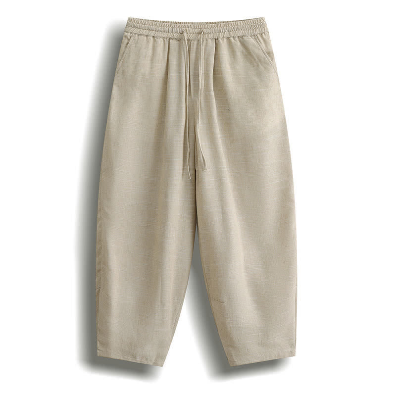 Buddha Stones Lässige, minimalistische Herren-Haremshose mit Kordelzug und Tasche - Beige - US/UK/AU46, EU56 (5XL) - image 2