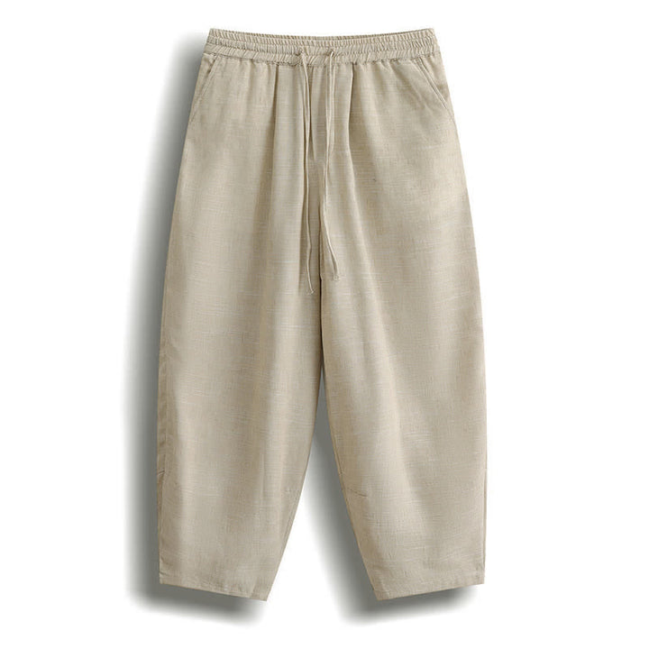 Buddha Stones Lässige, minimalistische Herren-Haremshose mit Kordelzug und Tasche - Beige - US/UK/AU46, EU56 (5XL) - image 2