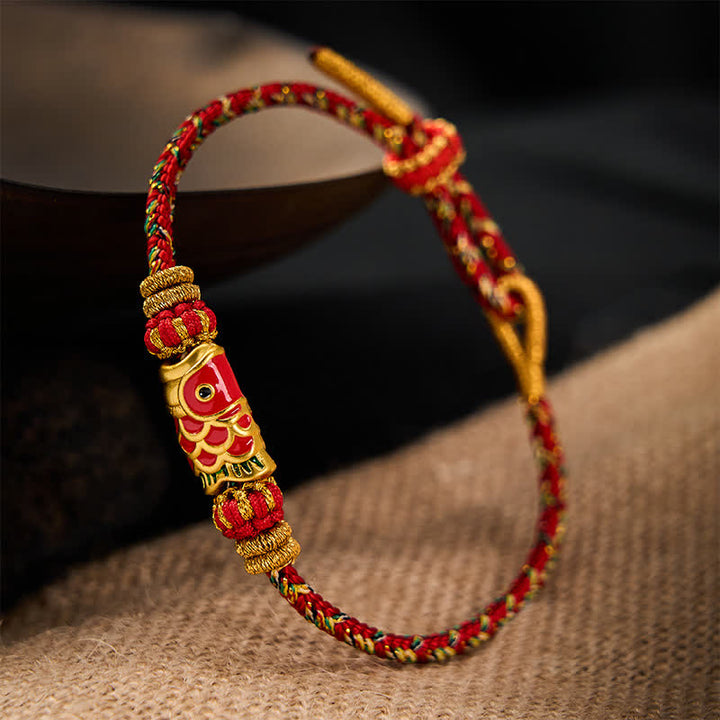 Buddha Stones Handgewebtes Armband mit Koi-Fisch-Glückssymbol - image 12
