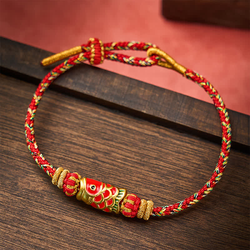 Buddha Stones Handgewebtes Armband mit Koi-Fisch-Glückssymbol - image 11