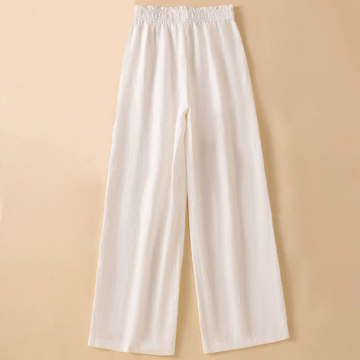 Buddha Stones Lässige, minimalistische Sommerhose mit Kordelzug, geradem Bein und Tasche - image 28