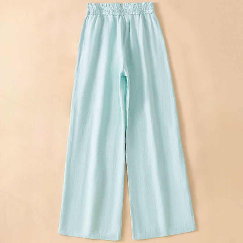 Buddha Stones Lässige, minimalistische Sommerhose mit Kordelzug, geradem Bein und Tasche - image 15