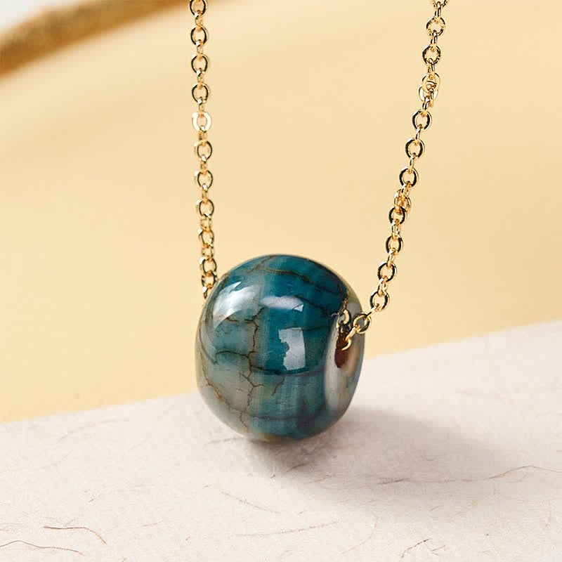 Buddha Stones Friedensschnalle aus natürlichem Achat, Anhänger „Großzügigkeit“ an einer Kette aus 925er Sterlingsilber mit Kupfer- und Kupferschnalle - Natürlicher Achat (Farbe kann variieren) - Kette aus 925er Sterlingsilber - image 0