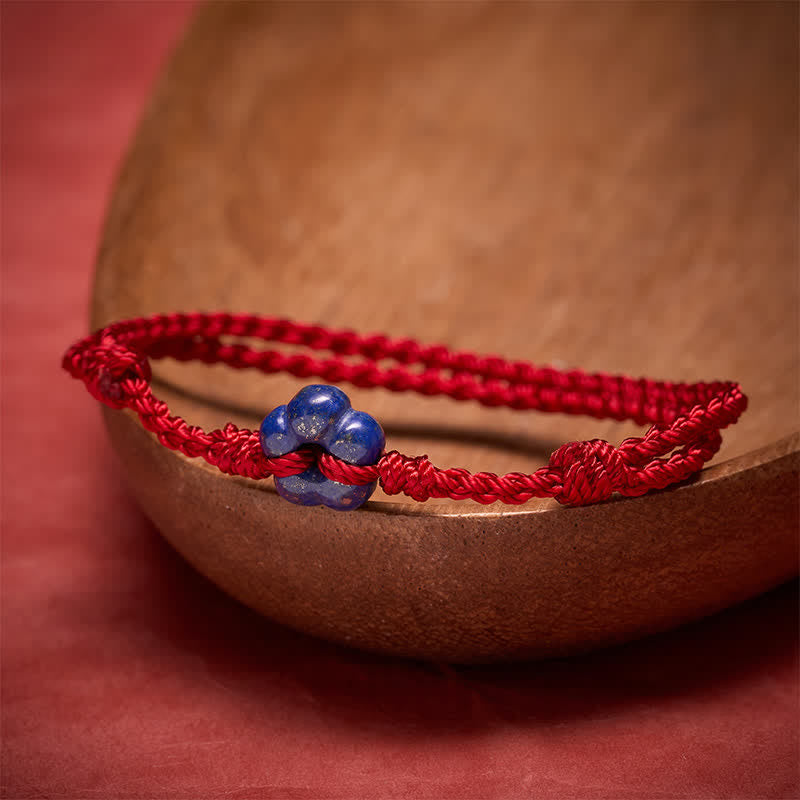 Buddha Stones Handgewebtes Glücksarmband aus Lapislazuli und roter Schnur - image 3