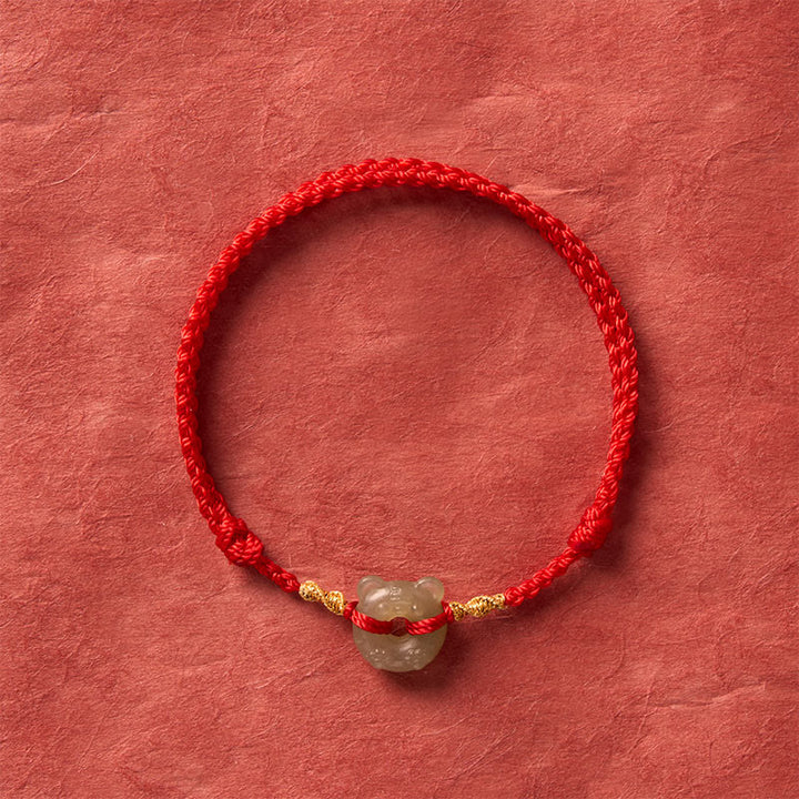 Buddha Stones Jade-Tigerkopf-Friedensschnalle, rotes Wohlstandsarmband - image 3