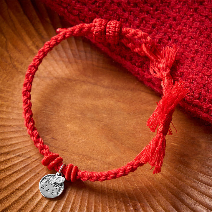 Buddha Stones 925 Sterling Silber Armband mit niedlichem Katzenfisch-Motiv und tibetischem rotem Faden, verstellbar - image 11