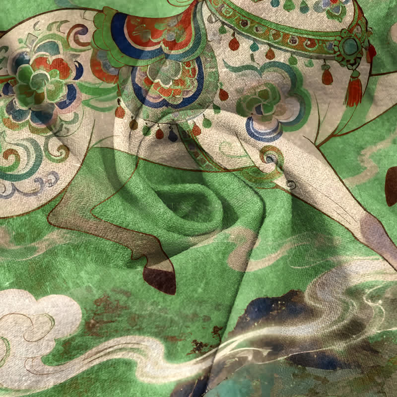 Buddha Stones Kurzarmhemd aus Baumwolle mit Ziermuster eines galoppierenden Pferdes, halb geknöpft, für Herren - image 14